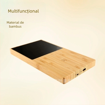 Încălzitor pentru ceașcă din bambus, 2 în 1, încărcător wireless — Type-C, 10W/15W, QC3.0