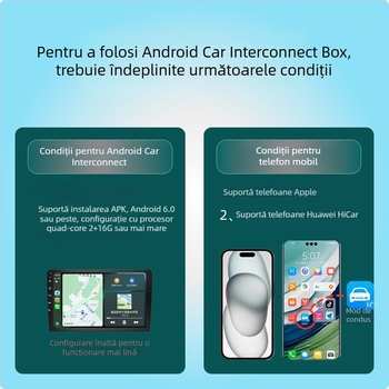 Modul de interconectare 2‑în‑1 pentru sistemul Android în CarPlay wireless și Huawei HiCar; model Z6-ad; interfață USB; greutate 50 g; carcasă electroplacată