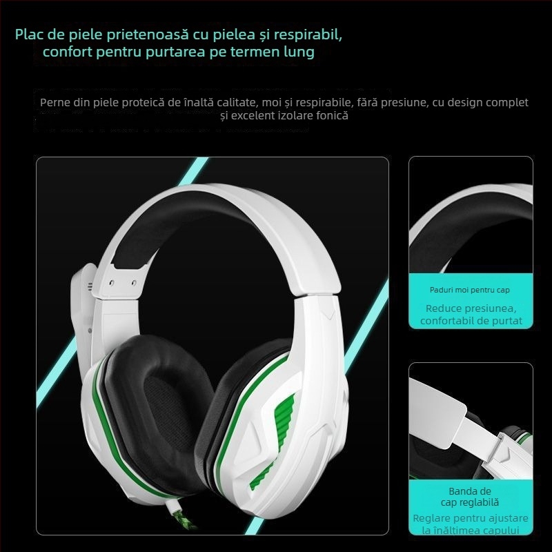 Căști de gaming over-ear, Bluetooth, montate pe cap, cablu și wireless, fără microfon