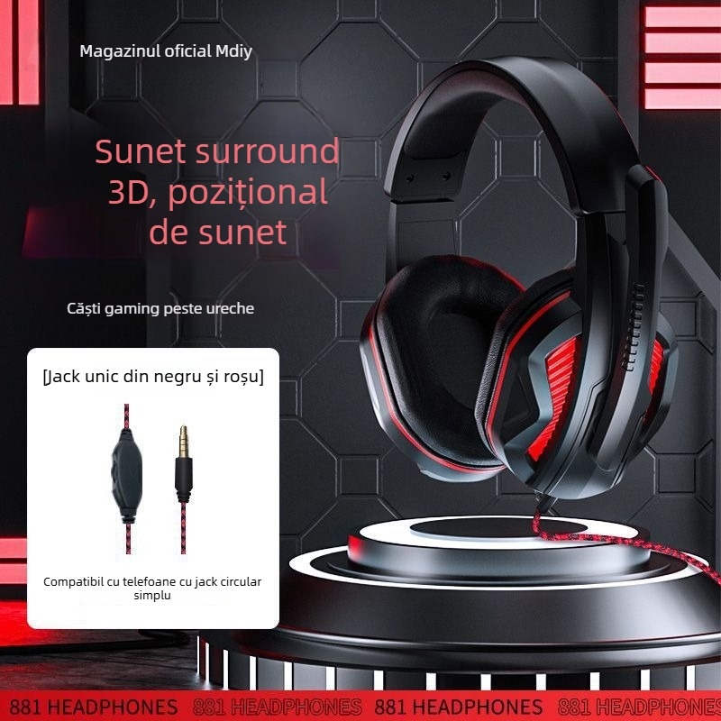 Căști de gaming over-ear, Bluetooth, montate pe cap, cablu și wireless, fără microfon