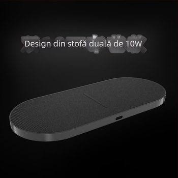 Încărcător wireless de birou pentru două dispozitive, încărcare duală, 20W total, 10W pe dispozitiv, 3A, Quick Charge