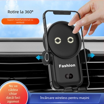 Încărcător auto wireless cu suport pentru telefon și clip de ventilație, 15W încărcare rapidă, senzor automat, compatibil S20