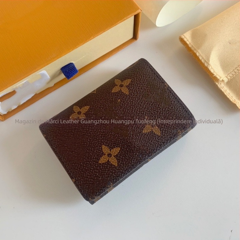 Portofel pentru monede din piele naturală pentru femei – model în carouri, căptușeală din piele de vacă