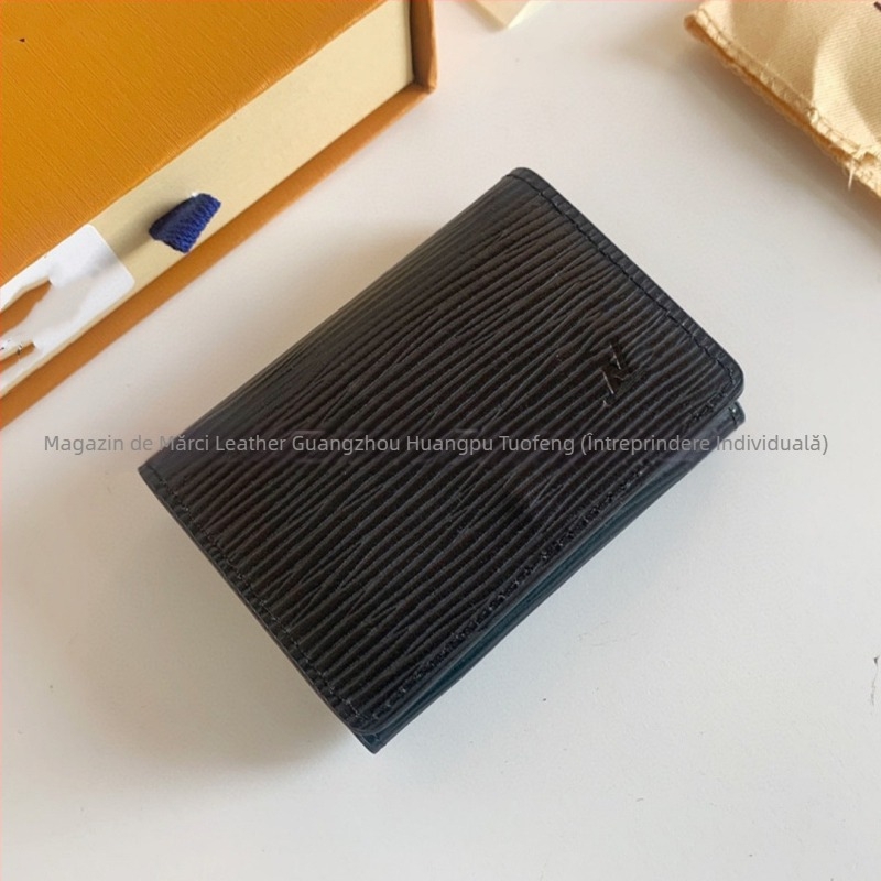 Portofel pentru monede din piele naturală pentru femei – model în carouri, căptușeală din piele de vacă