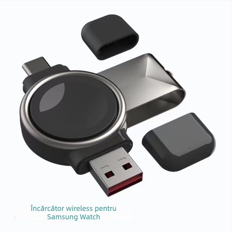 Încărcător wireless magnetic pentru Samsung Galaxy Watch 3–8, Active 1/2 • QC2.0 • Încărcare magnetică • 3W / 1A