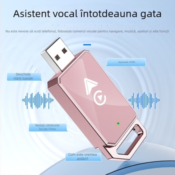 Adaptor CarPlay wireless pentru mașină, model 4129, interfață USB-C/USB, aliaj de aluminiu + TPU, greutate 50 g, compatibil cu CarPlay sau sistemul audio