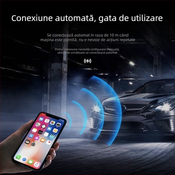Adaptor CarPlay wireless pentru mașină, model 4129, interfață USB-C/USB, aliaj de aluminiu + TPU, greutate 50 g, compatibil cu CarPlay sau sistemul audio