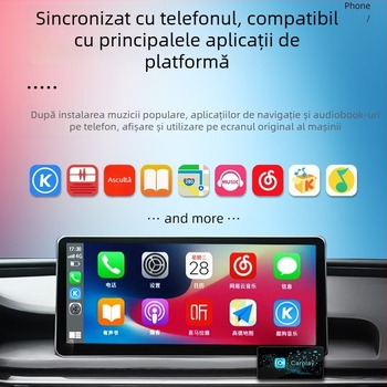 Adaptor CarPlay C8, procesor Quad-Core, 1GB RAM, interfață USB, pentru conectare CarPlay originală de la cablu la wireless