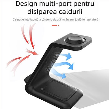 Încărcător wireless vertical 3-în-1 pentru telefoane Apple și Android, QC3.0, încărcare magnetică, afișaj digital, putere maximă 15W