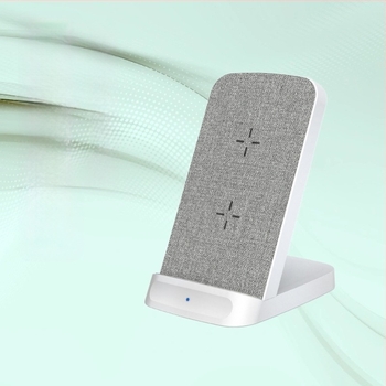 Încărcător wireless vertical pentru birou, 15W, cu două bobine, Qi