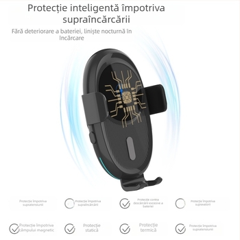 Încărcător auto wireless 20W cu bobine duale și suport pentru telefon