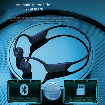 Căști Bluetooth cu conducție osoasă, IPX8, BT 5.4, autonomie 4–8 ore, stereo