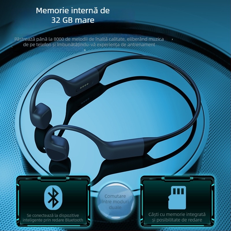 Căști Bluetooth cu conducție osoasă, IPX8, BT 5.4, autonomie 4–8 ore, stereo