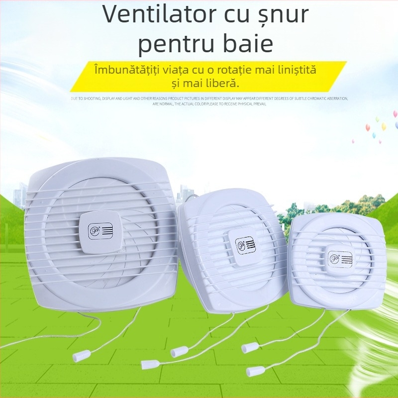 Ventilator de evacuare pentru baie, montare pe perete, funcționare silențioasă, flux de aer puternic