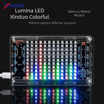 Kit DIY electronic pentru afișaj LED activat vocal, spectru muzical și ritm, montaj pickup și practică de sudură cu conectare directă (Brand Xinwei; activat vocal; afișaj LED spectru muzical și ritm; montaj pickup; practică de sudură cu conectare directă)