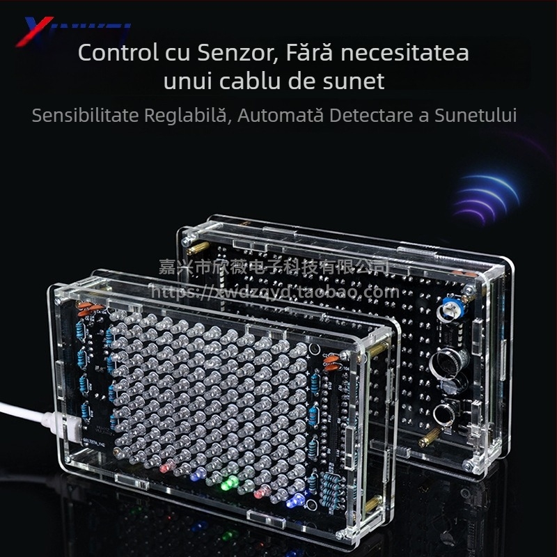 Kit DIY electronic pentru afișaj LED activat vocal, spectru muzical și ritm, montaj pickup și practică de sudură cu conectare directă (Brand Xinwei; activat vocal; afișaj LED spectru muzical și ritm; montaj pickup; practică de sudură cu conectare directă)