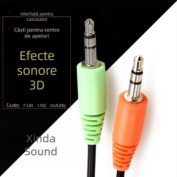 Cască cu fir cu microfon pentru PC, pe cap, conector dual 3,5 mm, 20–20000 Hz, 32 Ω
