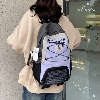 Rucsac cu șnur din nylon – 20–35 L, compatibil cu laptop 11 inch, curele cu pernă de aer, capacitate extensibilă