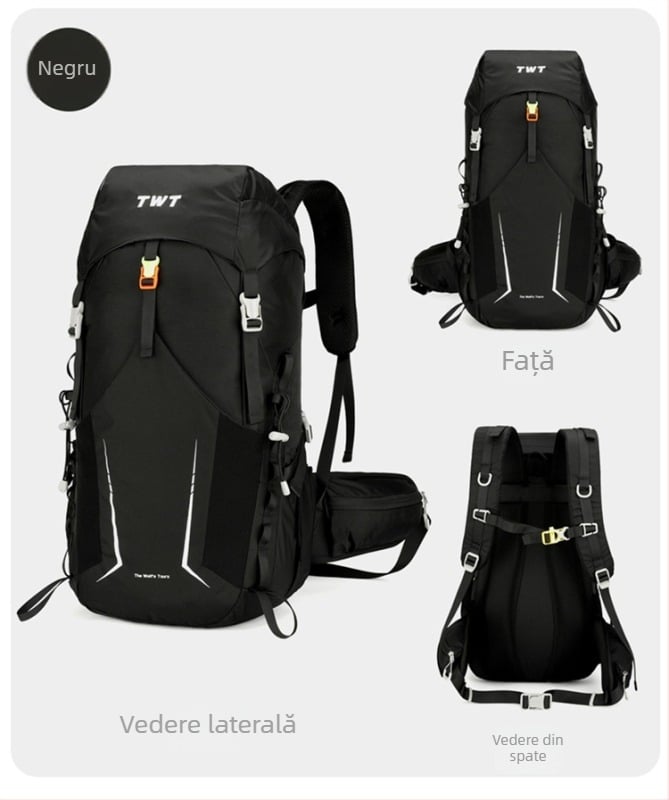 Rucsac de drumeție, unisex, impermeabil, respirabil, cu curele cu pernă de aer