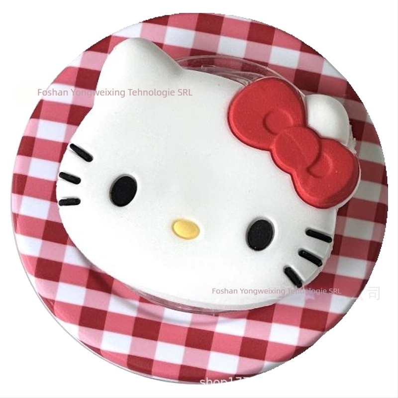 Suport magnetic MagSafe pentru telefon, design Hello Kitty în carouri, corp acrilic, model 01, destinat exteriorului, personalizabil