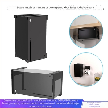Suport metal pentru Xbox Series X – dual, sub birou și montaj pe perete, suport pentru căști, material: fier, greutate 850 g