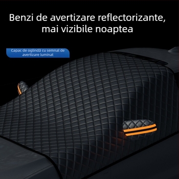 Parasolar parbriz frontal auto - Telescopic, potrivire universală, folie aluminizată + bumbac pulverizat + țesătură nețesută neagră, 465 g, Stil îngroșat (Material: folie aluminizată + bumbac pulverizat + țesătură nețesută neagră; Montaj: telescopic; Model