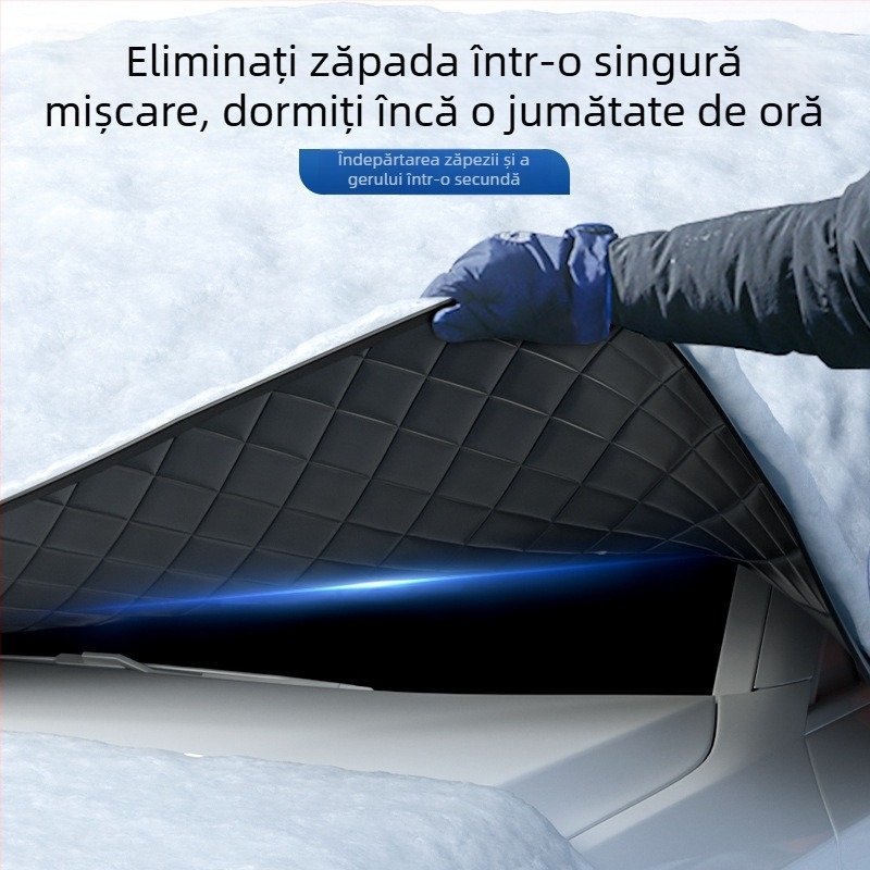 Parasolar parbriz frontal auto - Telescopic, potrivire universală, folie aluminizată + bumbac pulverizat + țesătură nețesută neagră, 465 g, Stil îngroșat (Material: folie aluminizată + bumbac pulverizat + țesătură nețesută neagră; Montaj: telescopic; Model