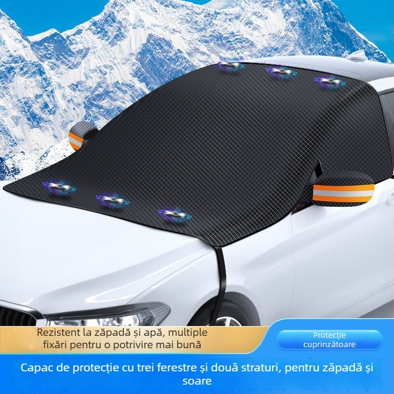 Husă parțială pentru automobil, universală, material Oxford, montaj magnetic, protecție frontală, stil minimalist