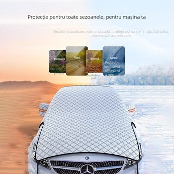 Acoperire parbriz față auto – folie de aluminiu, instalare prin snap-in, model grilă, stil simplu