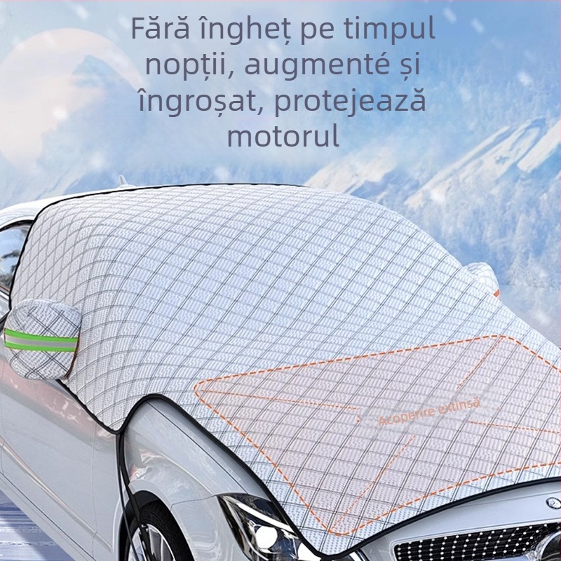 Acoperire parbriz față auto – folie de aluminiu, instalare prin snap-in, model grilă, stil simplu