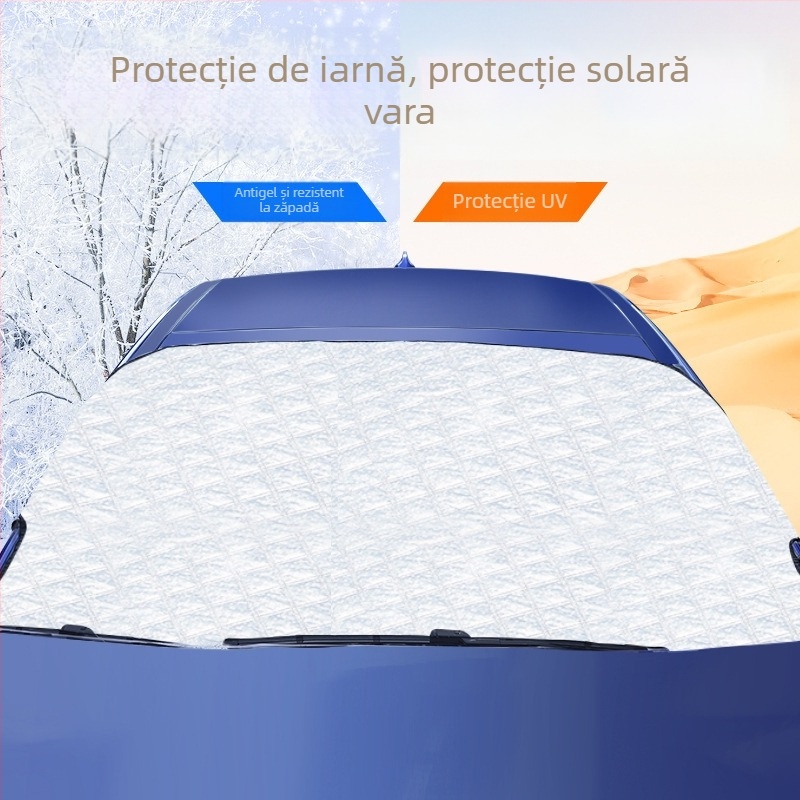 Acoperire parbriz față auto – folie de aluminiu, instalare prin snap-in, model grilă, stil simplu