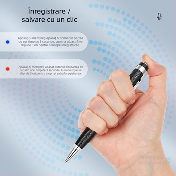 Recorder de voce portabil cu înregistrare printr-un singur clic, MP3/WAV, 480 min, card SD, USB 2.0, carcasă metalică