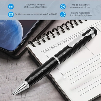 Recorder de voce portabil cu înregistrare printr-un singur clic, MP3/WAV, 480 min, card SD, USB 2.0, carcasă metalică