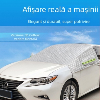 Husă pentru parbrizul din față - telescopică, antiîngheț și protecție împotriva zăpezii, pentru exterior, universală (Material: folie de aluminiu; Montaj: telescopic; Model: grilă)