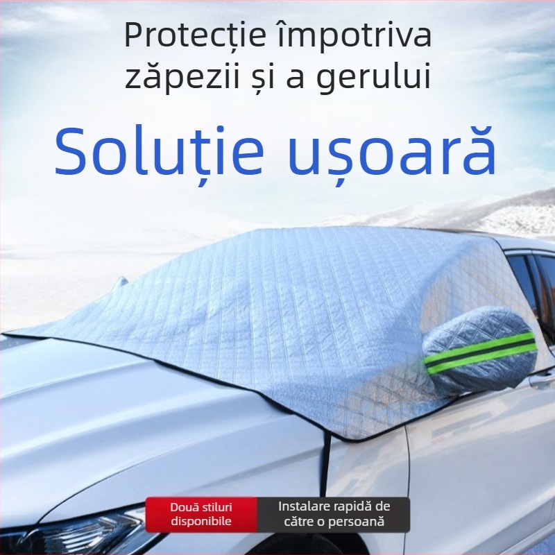 Husă pentru parbrizul din față - telescopică, antiîngheț și protecție împotriva zăpezii, pentru exterior, universală (Material: folie de aluminiu; Montaj: telescopic; Model: grilă)