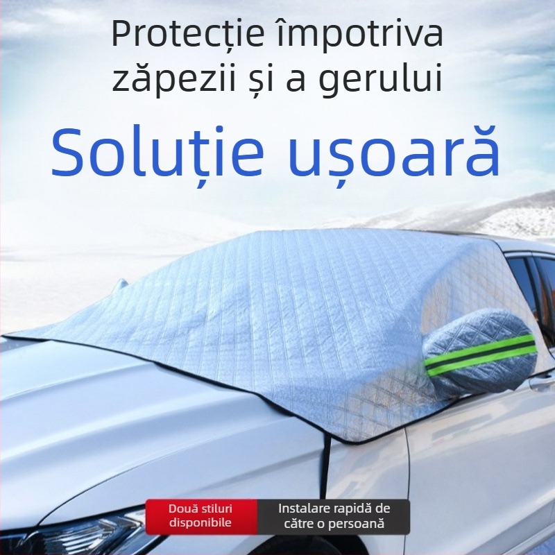 Husă pentru parbrizul din față - telescopică, antiîngheț și protecție împotriva zăpezii, pentru exterior, universală (Material: folie de aluminiu; Montaj: telescopic; Model: grilă)