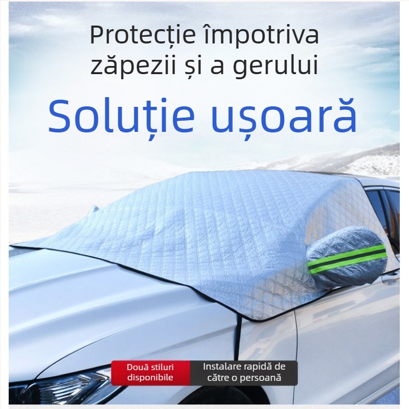 Husă pentru parbrizul din față - telescopică, antiîngheț și protecție împotriva zăpezii, pentru exterior, universală (Material: folie de aluminiu; Montaj: telescopic; Model: grilă)