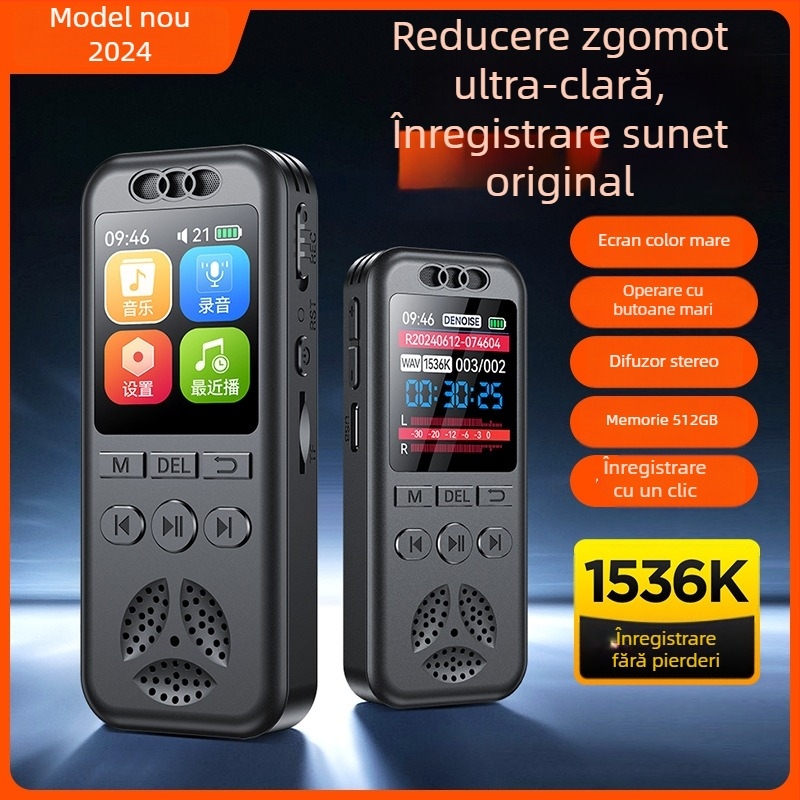 SU7 stilou inteligent de înregistrare cu înregistrare fără pierderi și control vocal; formate MP3/WAV; până la 80 de ore de înregistrare; card TF pentru memorie; rază de înregistrare până la 500 de metri