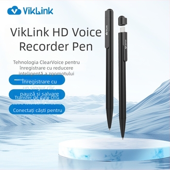 Stilou de înregistrare cu reducere a zgomotului, transcrierea vorbirii în text, 16 ore de înregistrare, microfoane duale, USB 2.0
