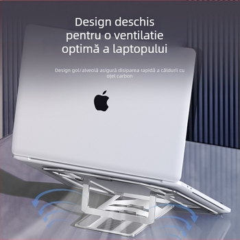 Suport pentru laptop - ultra-subțire, răcire integrată, oțel carbon, model L112.1, tip de ridicare, 500 g, 2024 model