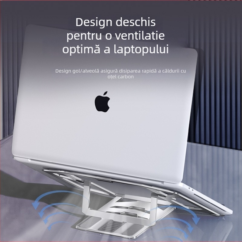 Suport pentru laptop - ultra-subțire, răcire integrată, oțel carbon, model L112.1, tip de ridicare, 500 g, 2024 model