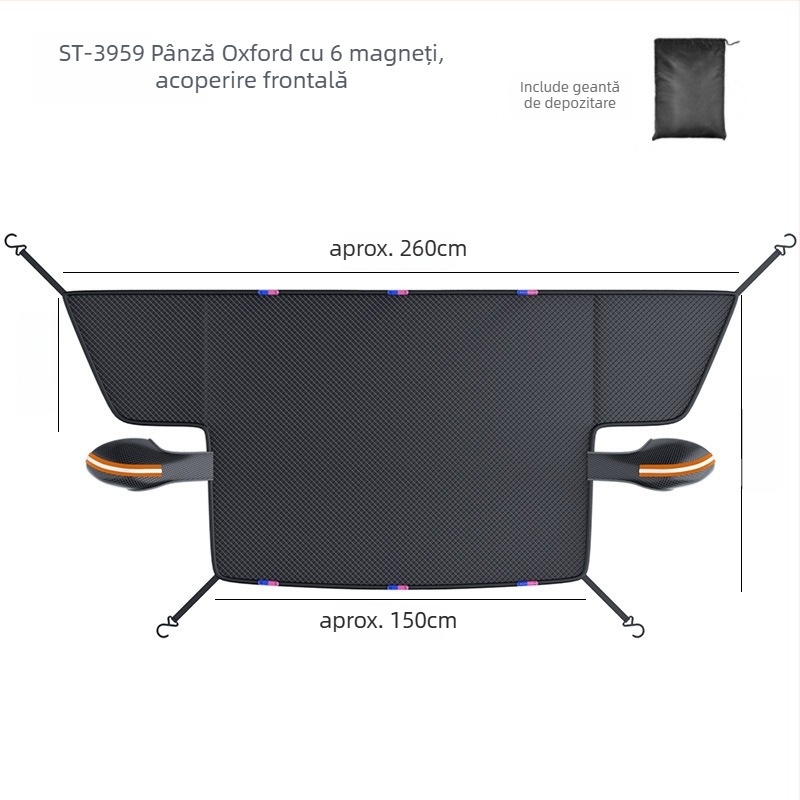 Protecție solară față pentru mașină, material Oxford, montaj încorporat, potrivire universală, protecție pentru geamurile auto, stil minimalist