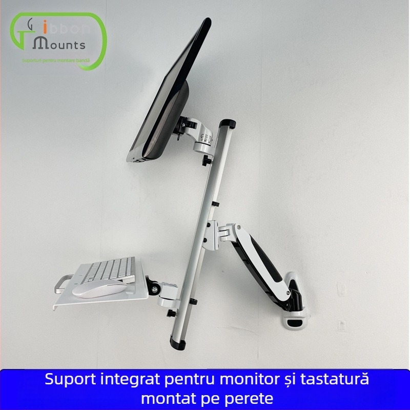 WS04 Suport monitor din aliaj de aluminiu cu tavă pentru tastatură, ridicare – Gibbon, sarcină 0–4.5 kg, greutate 6 kg, tip de ridicare