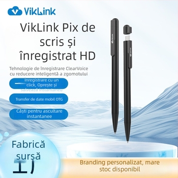 VK VR100 Stilou de înregistrare profesional HD, cu interfață Type-C, microfon încorporat cu trei direcții, 16 ore de înregistrare, MP3/WMA/WAV, carcasă din aliaj de aluminiu