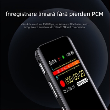 TF-52 Înregistrator vocal cu activare vocală temporizată, formate MP3/WAV, interfață USB 2.0, microfon cu condensator unidirecțional, rază de înregistrare 10 m