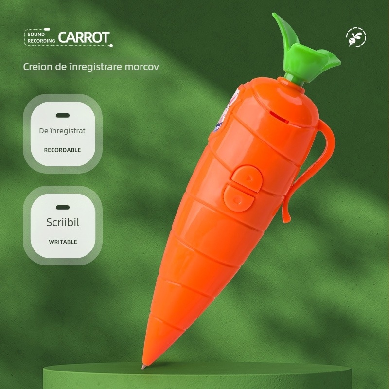 Jucărie morcov – înregistrator vocal multifuncțional, cu pix cu buton, carcasă din plastic, opțiune logo OEM