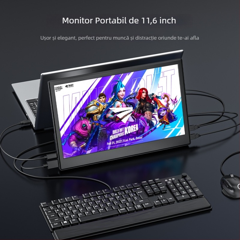 Monitor portabil ZA11.6 - IPS LCD, 1366x768, 16:9, USB și HDMI