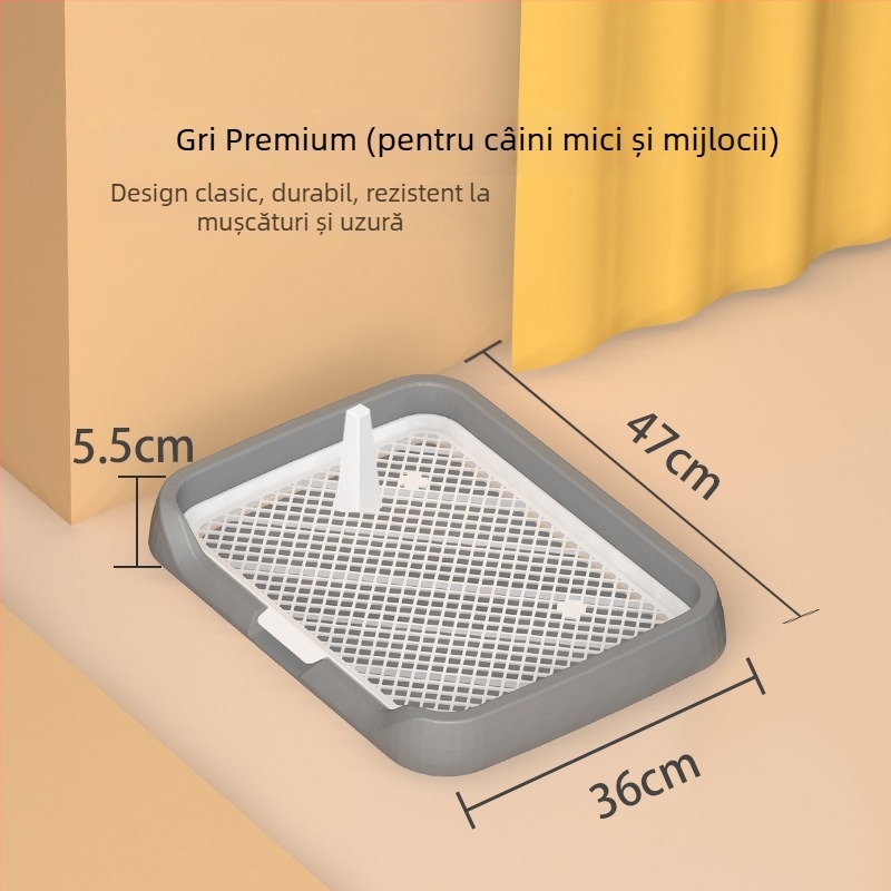 Toaletă pentru câini cu panou plat și stâlpi detașabili, pentru câini mici și de talie medie, grilaj anti-stropire, ușor de curățat.