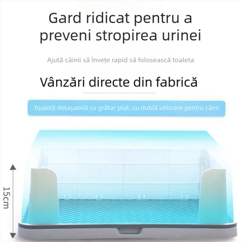 Toaletă plată pentru câini cu bazin detașabil pentru dejecții, protecție împotriva stropilor