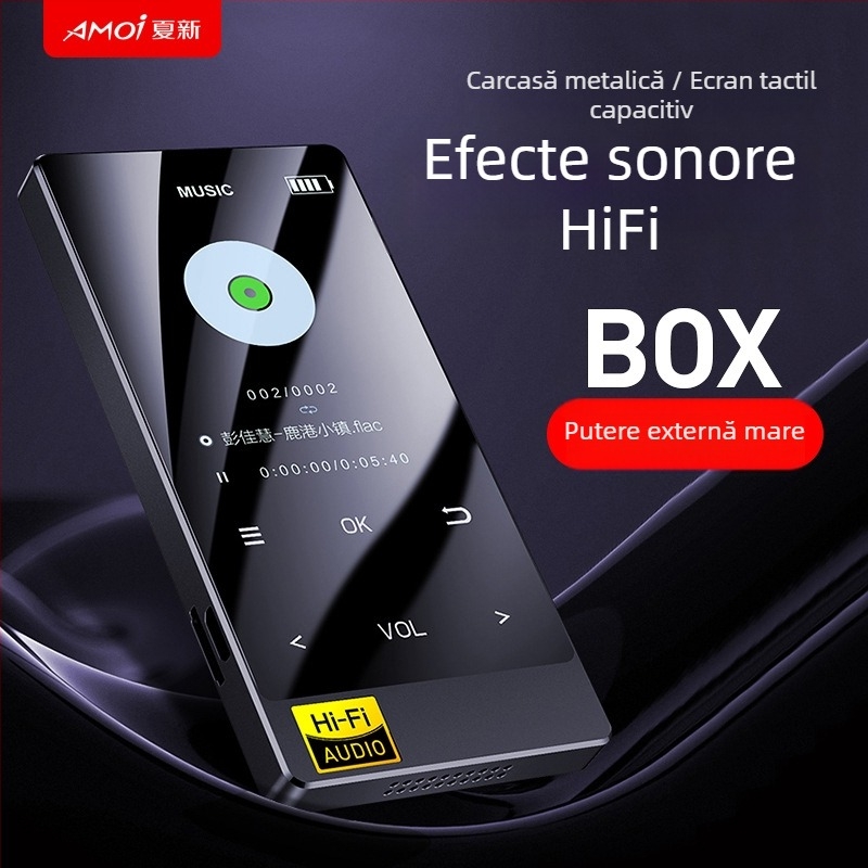 Player MP3 Amoi x3, rezoluție 320x240, USB 2.0, ecran tactil, suport card TF, MP3/WMA/WAV/OGG/FLAC/AAC/APE